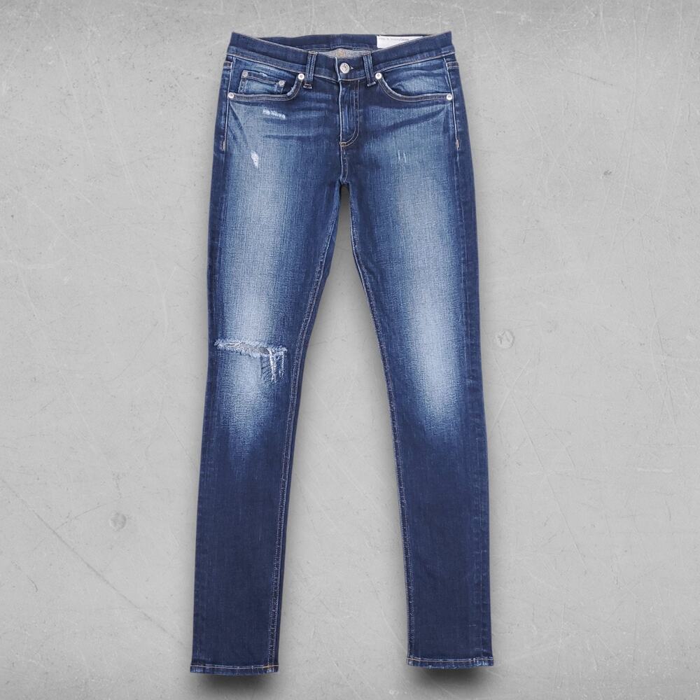 Rag & Bone Jeans‎ Women 28 Dark Blue Skinny Distressed Casual Indie Contemporary